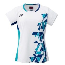 YONEX - WOMEN'S BADMINTON SHIRT - WHITE / TURQUOISE - 20635EX - Euro S